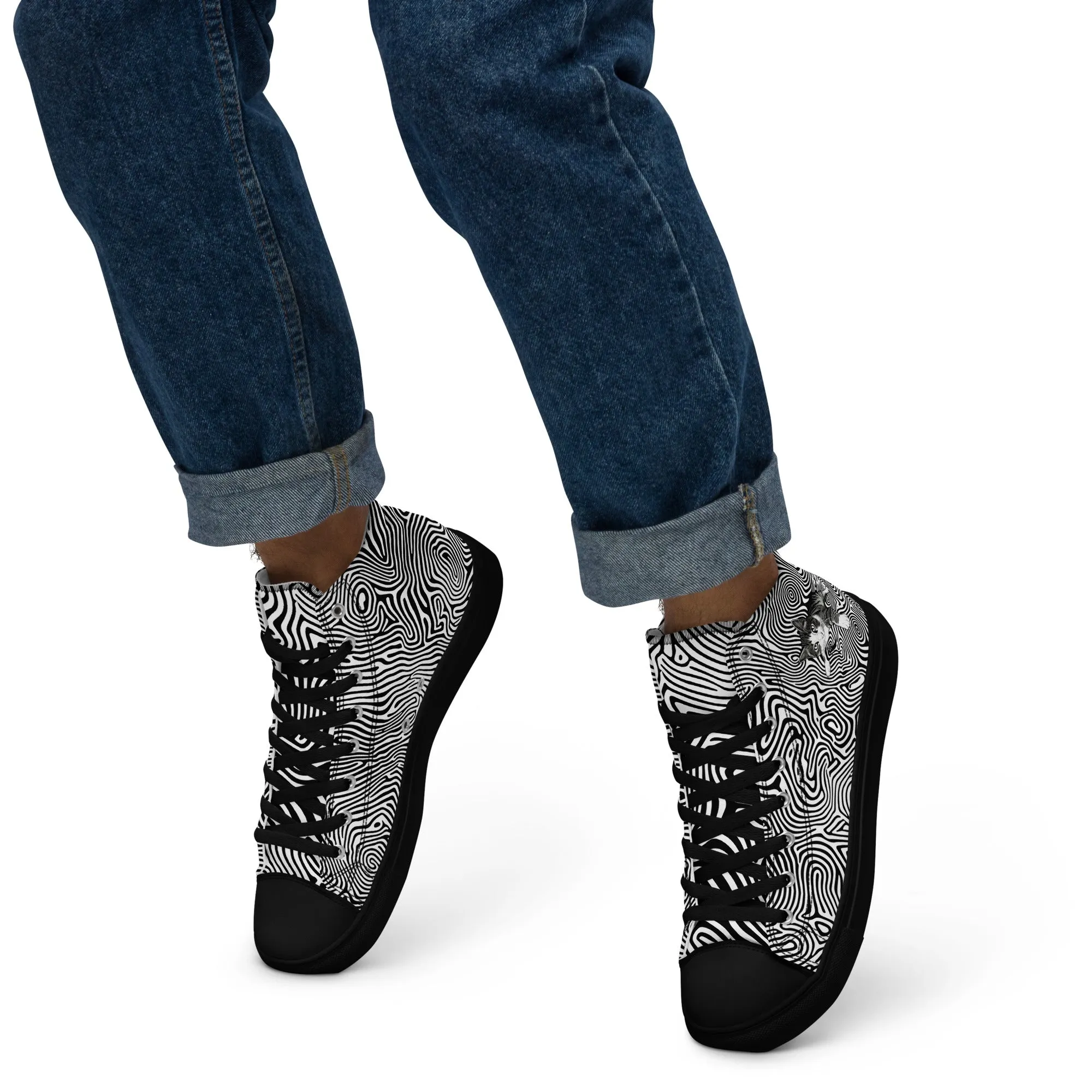 Illusionist Cat Men’s high top canvas shoes