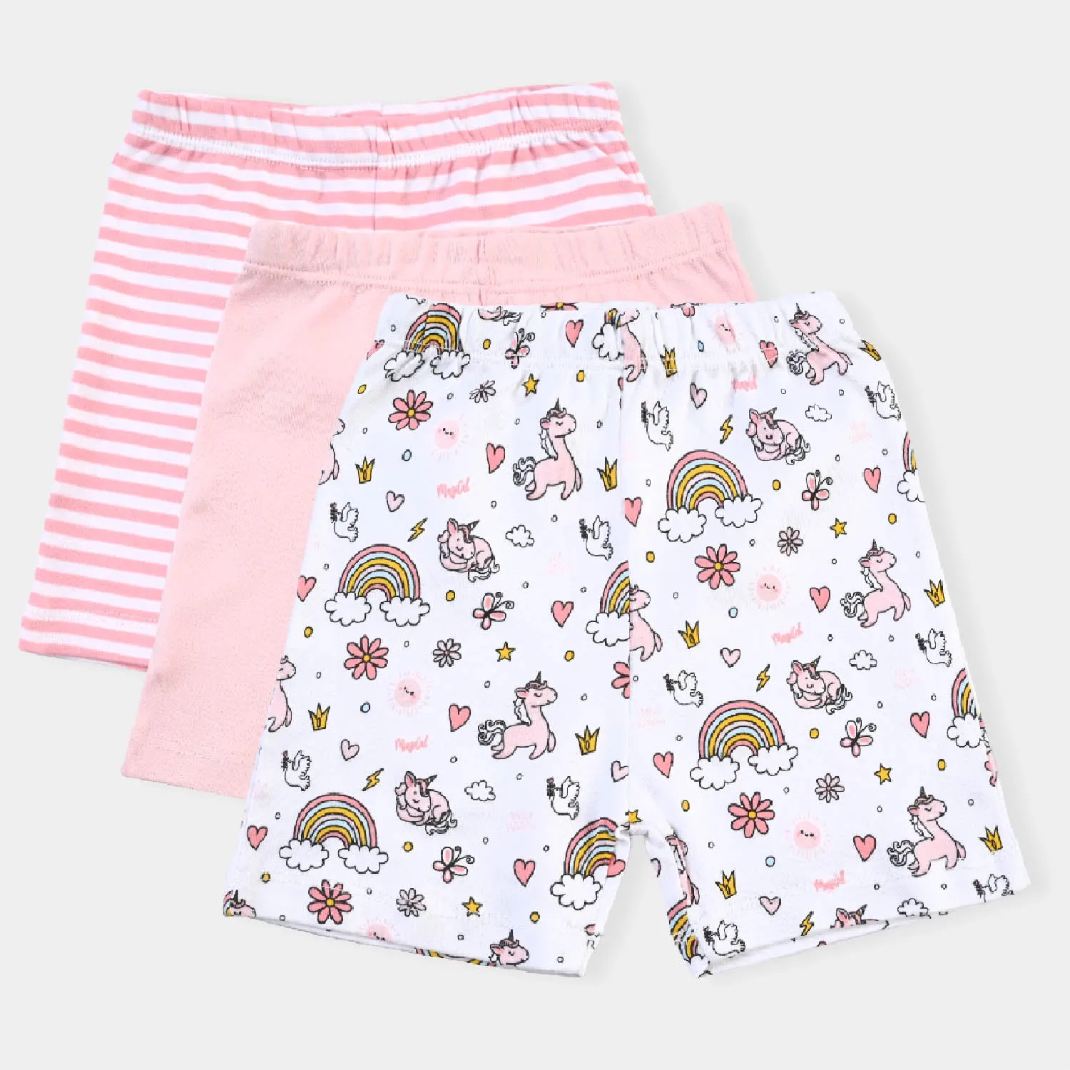 Infant Girls Cotton Poplin 3 Piece Short Set-mIX