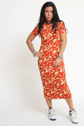 Ladies Dress Banana Orange Squiggle