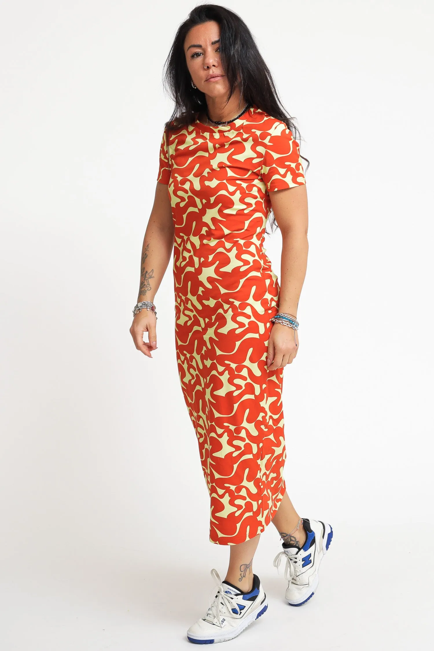 Ladies Dress Banana Orange Squiggle