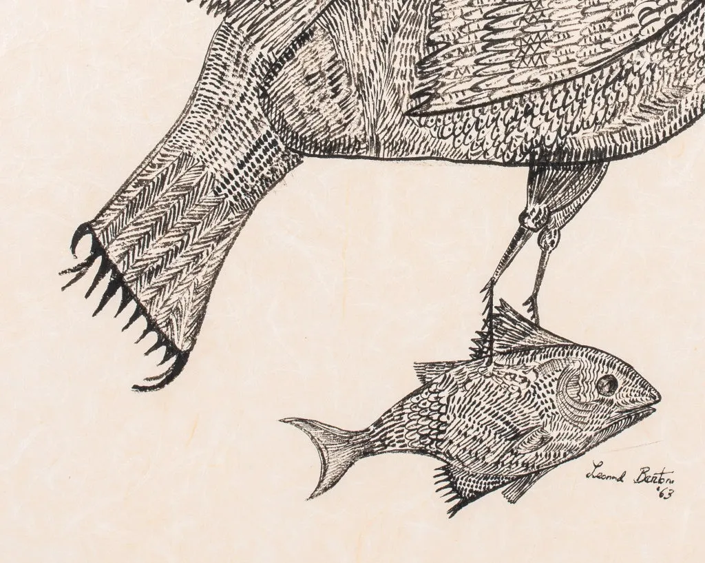 Leonard Barton "Bird of Prey" Ink on Paper