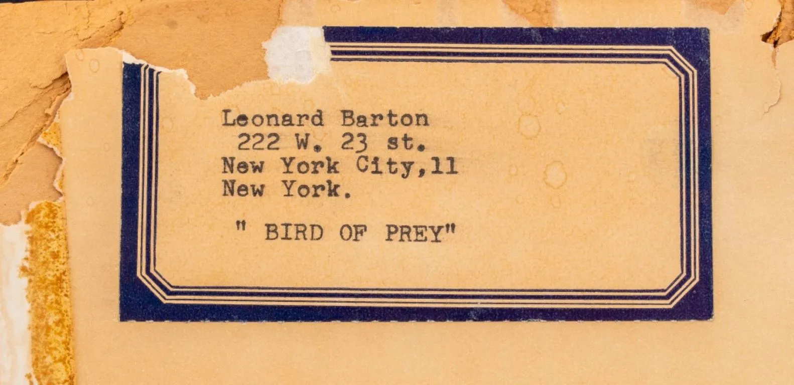 Leonard Barton "Bird of Prey" Ink on Paper