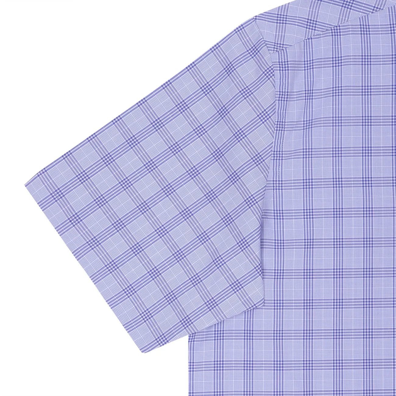 Luthai Storm Blue Glen Plaid Checks Half Sleeve 2 Ply Giza Cotton Shirt