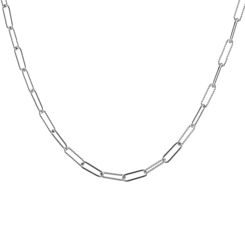 Mixed Chain Rectangle Link Necklace