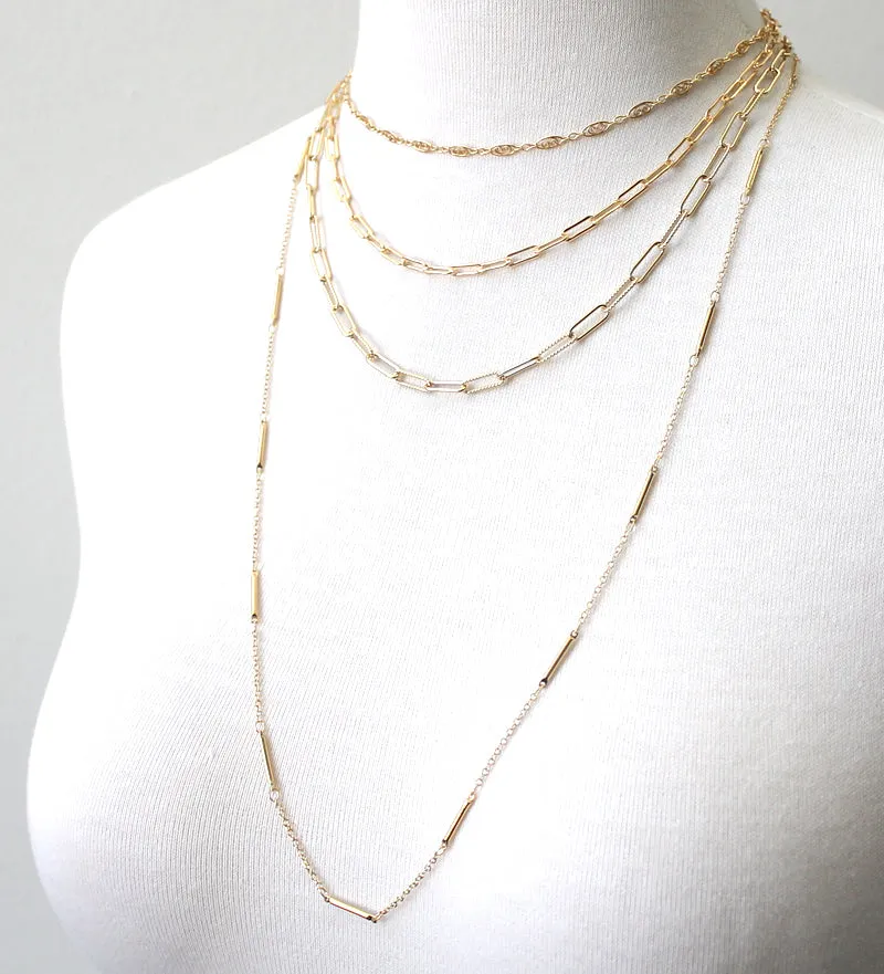 Mixed Chain Rectangle Link Necklace