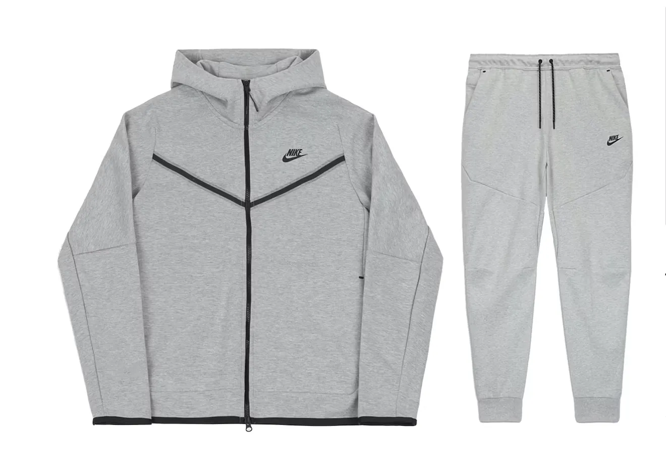 Nike Sportswear Tech Fleece Full Zip Hoodie & Joggers Set Grey