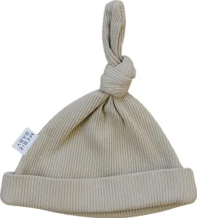 Oatmeal Organic Ribbed Newborn Knot Hat