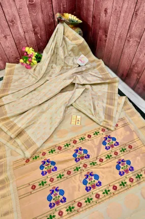 Offwhite Color Piathani Silk Saree with Meenakari Work