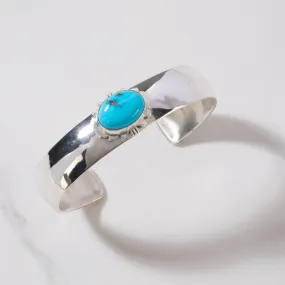 Paul Livingston Sleeping Beauty Turquoise Navajo USA Native American Made 925 Sterling Silver Cuff