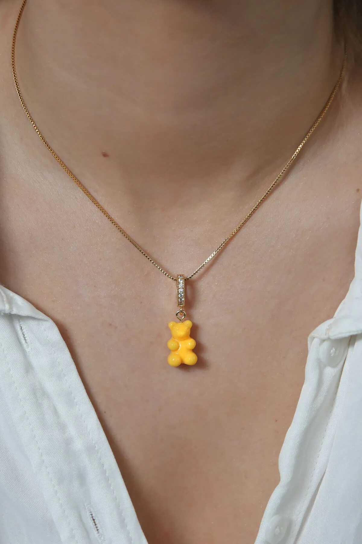 Pave Nostalgia Bear Pendant | Yellow