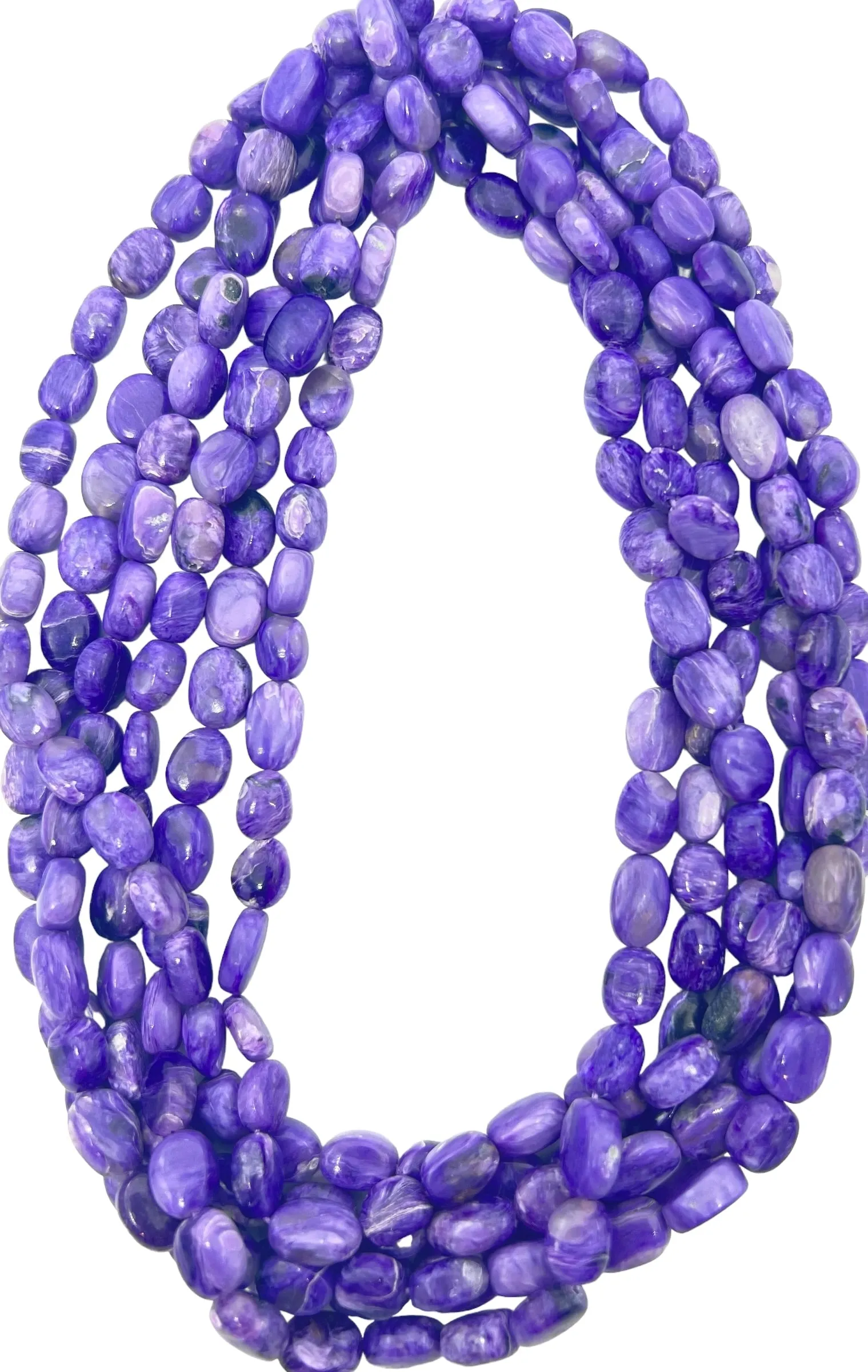 Premium Color Charoite 10x8mm Oval Beads, (8 inch Strands)