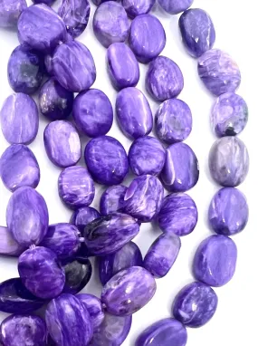 Premium Color Charoite 10x8mm Oval Beads, (8 inch Strands)