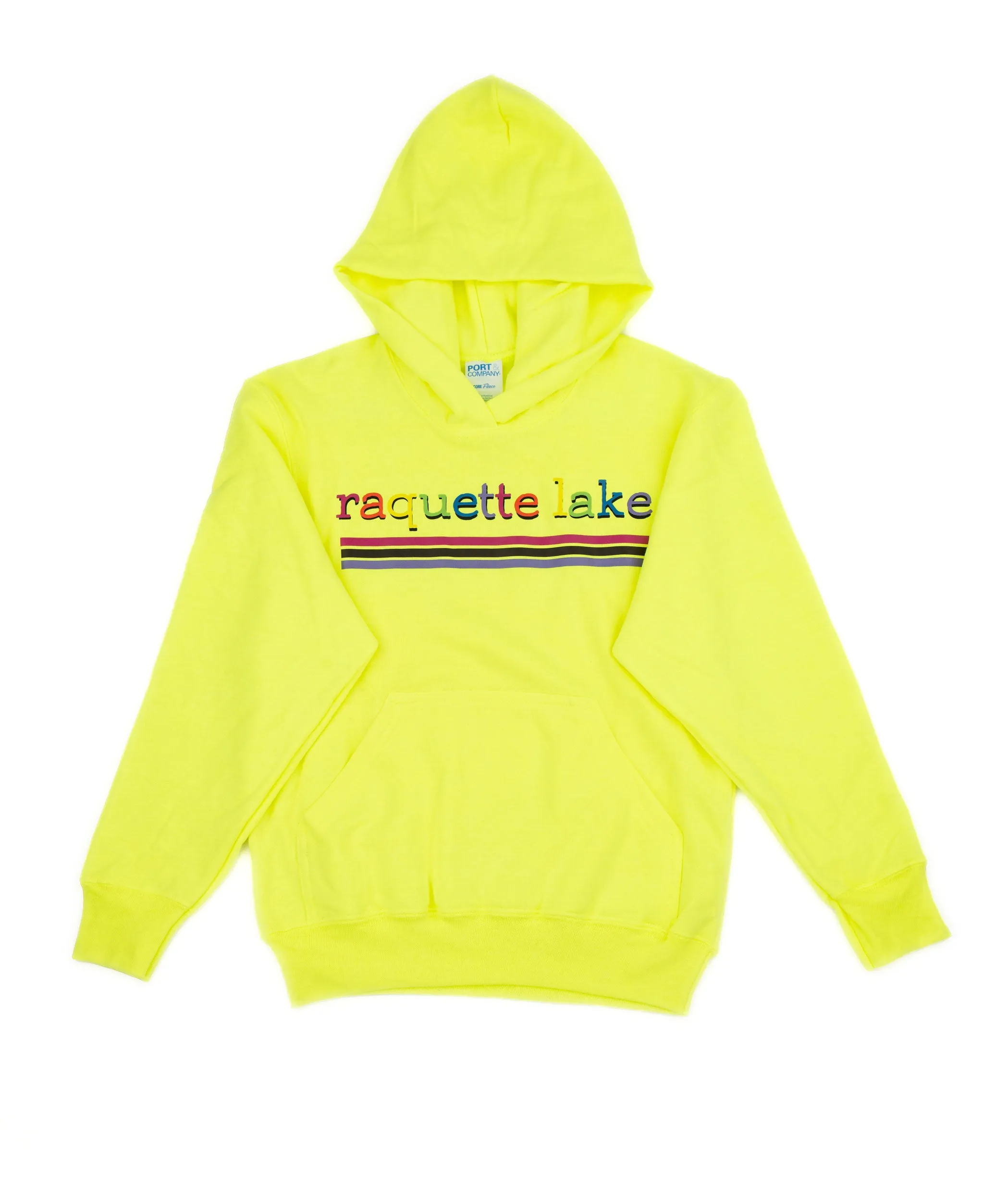 Rainbow Stripes Neon Yellow Camp Hoodie