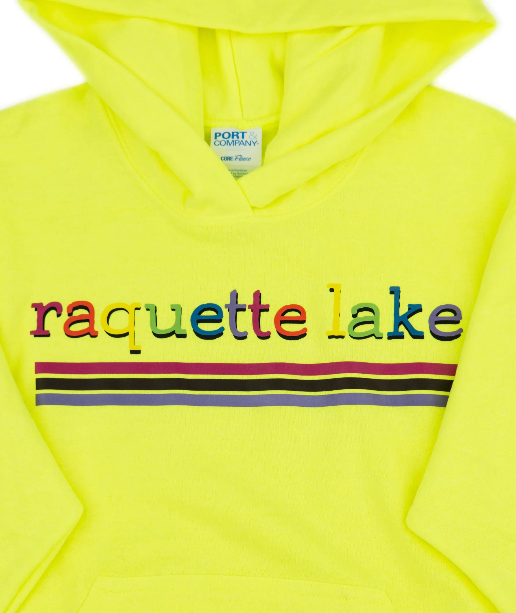 Rainbow Stripes Neon Yellow Camp Hoodie