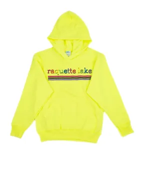 Rainbow Stripes Neon Yellow Camp Hoodie