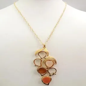 Rose Quartz with Yellow Quartz, Carnelian and Green Agate Philippines Fruits "Mango" Terra Firma Pendant