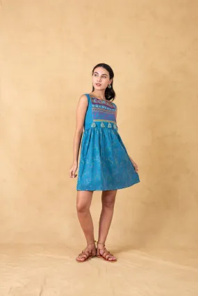 Skater Dress With Embroidered Yoke