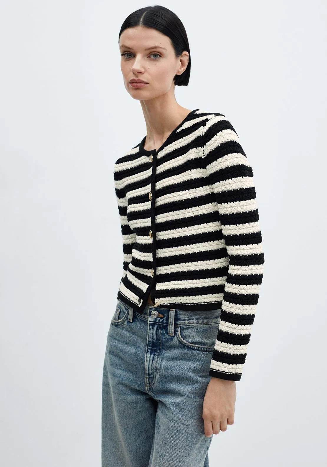 Striped cardigan with jewel buttons