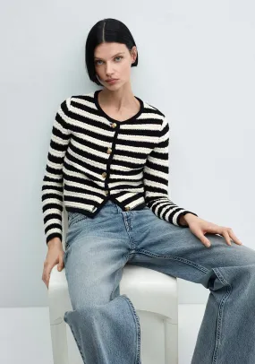 Striped cardigan with jewel buttons