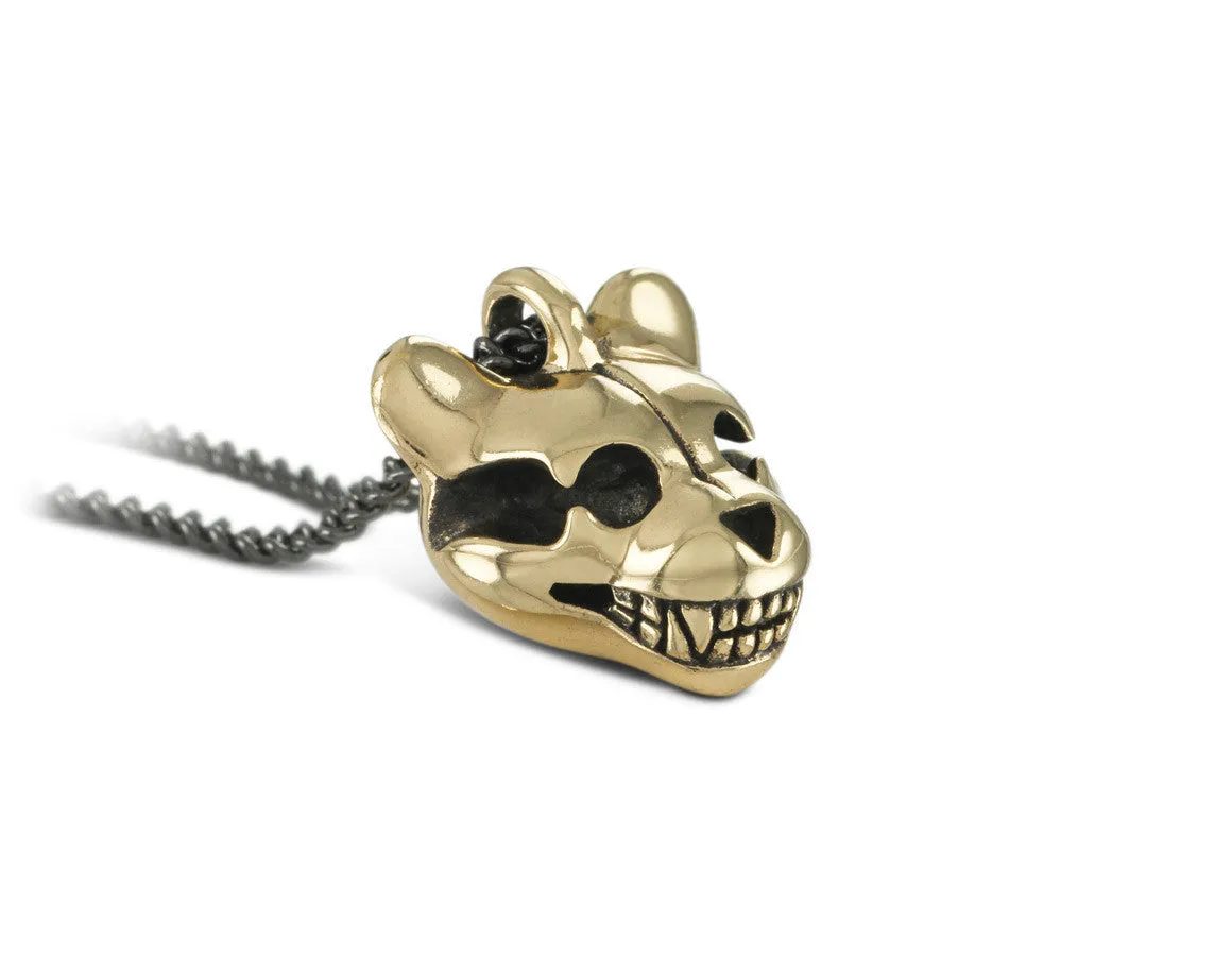 Teddy Bear Skull Necklace - Bronze