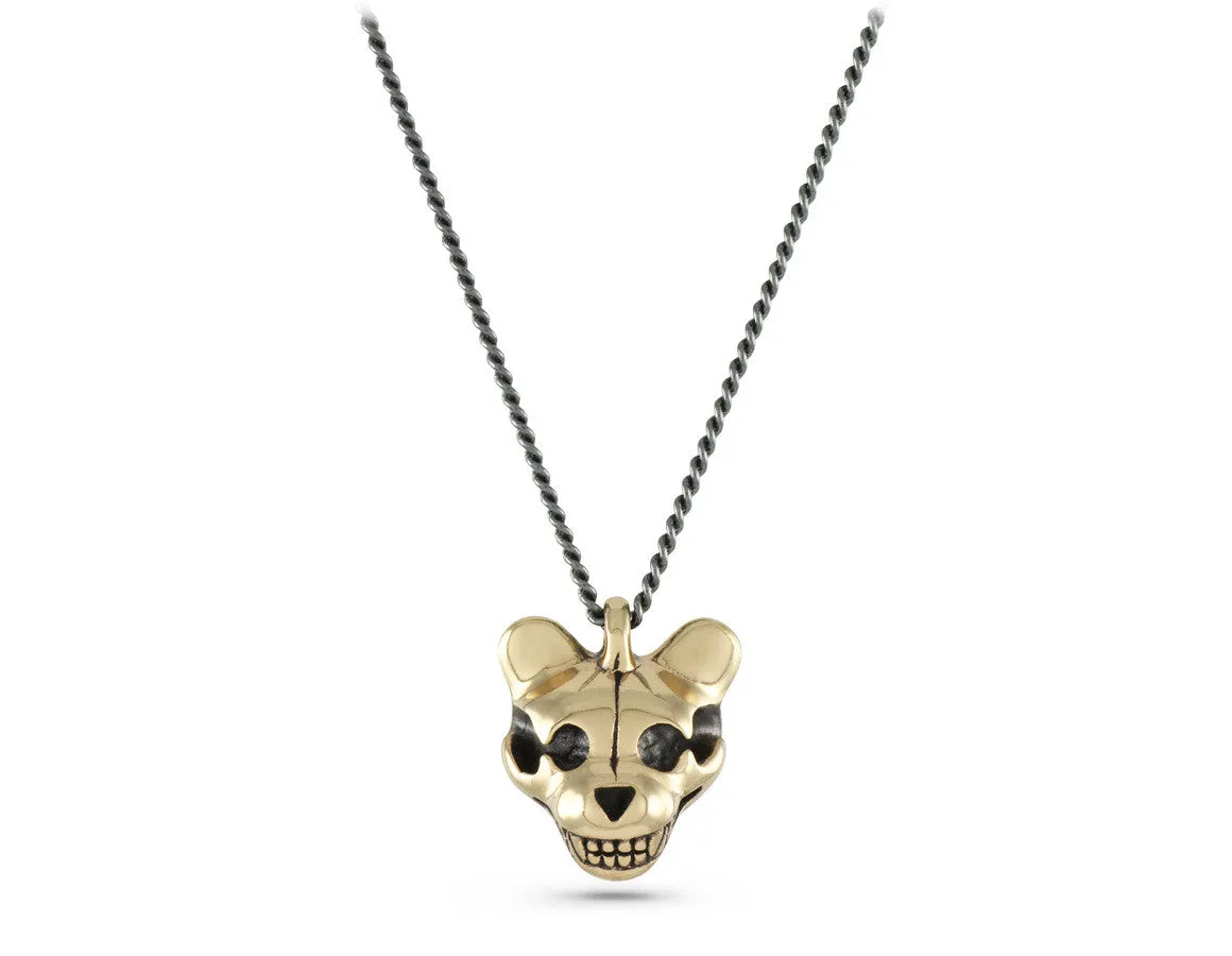 Teddy Bear Skull Necklace - Bronze