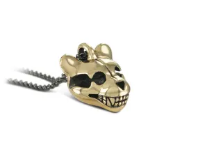 Teddy Bear Skull Necklace - Bronze