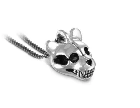 Teddy Bear Skull Necklace - Silver