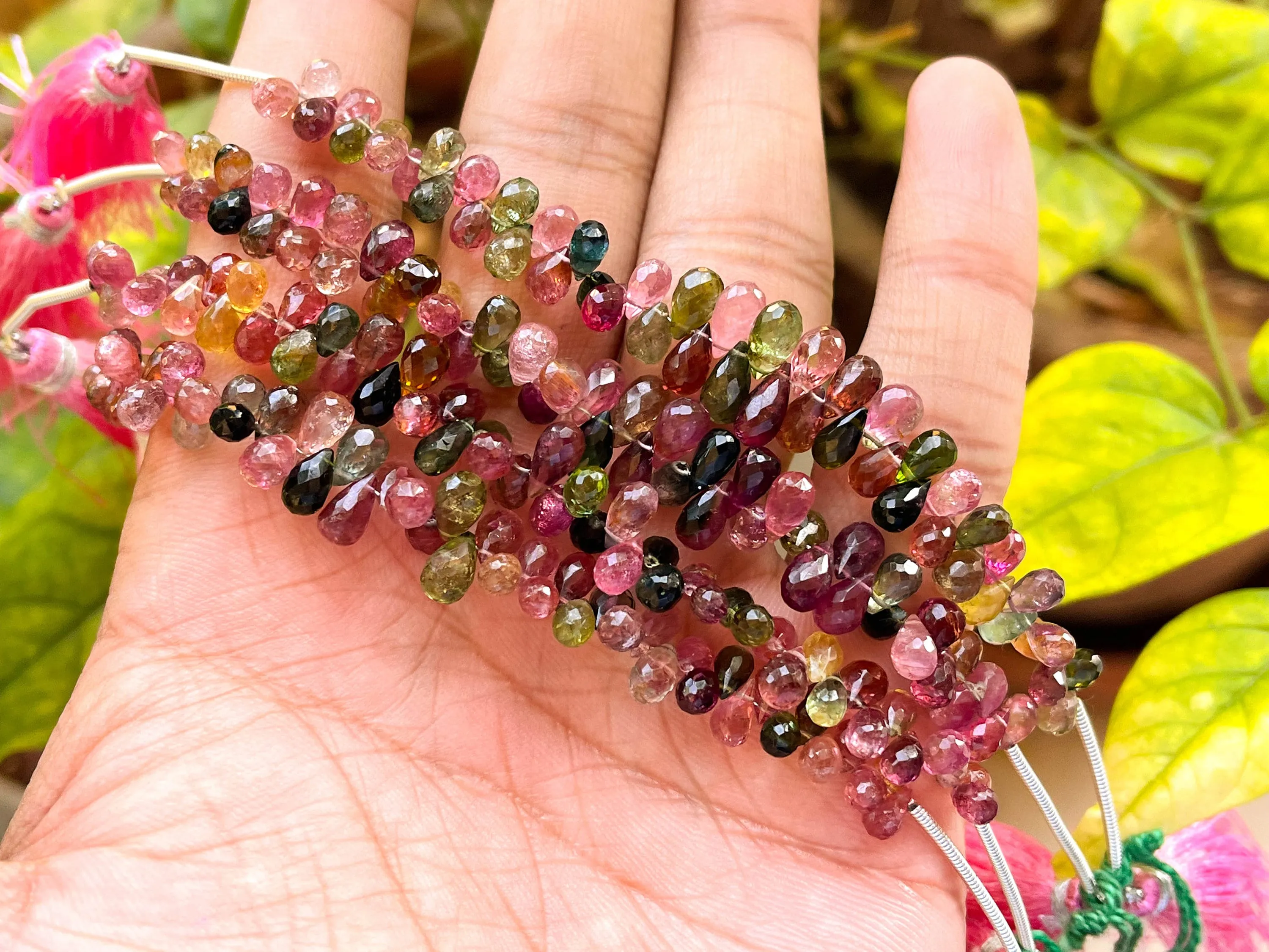 Tourmaline Faceted Drops, Tourmaline Teardrops, Natural Tourmaline Gemstone, Tourmaline Beads, Multi Tourmaline Drops, 45 Pieces