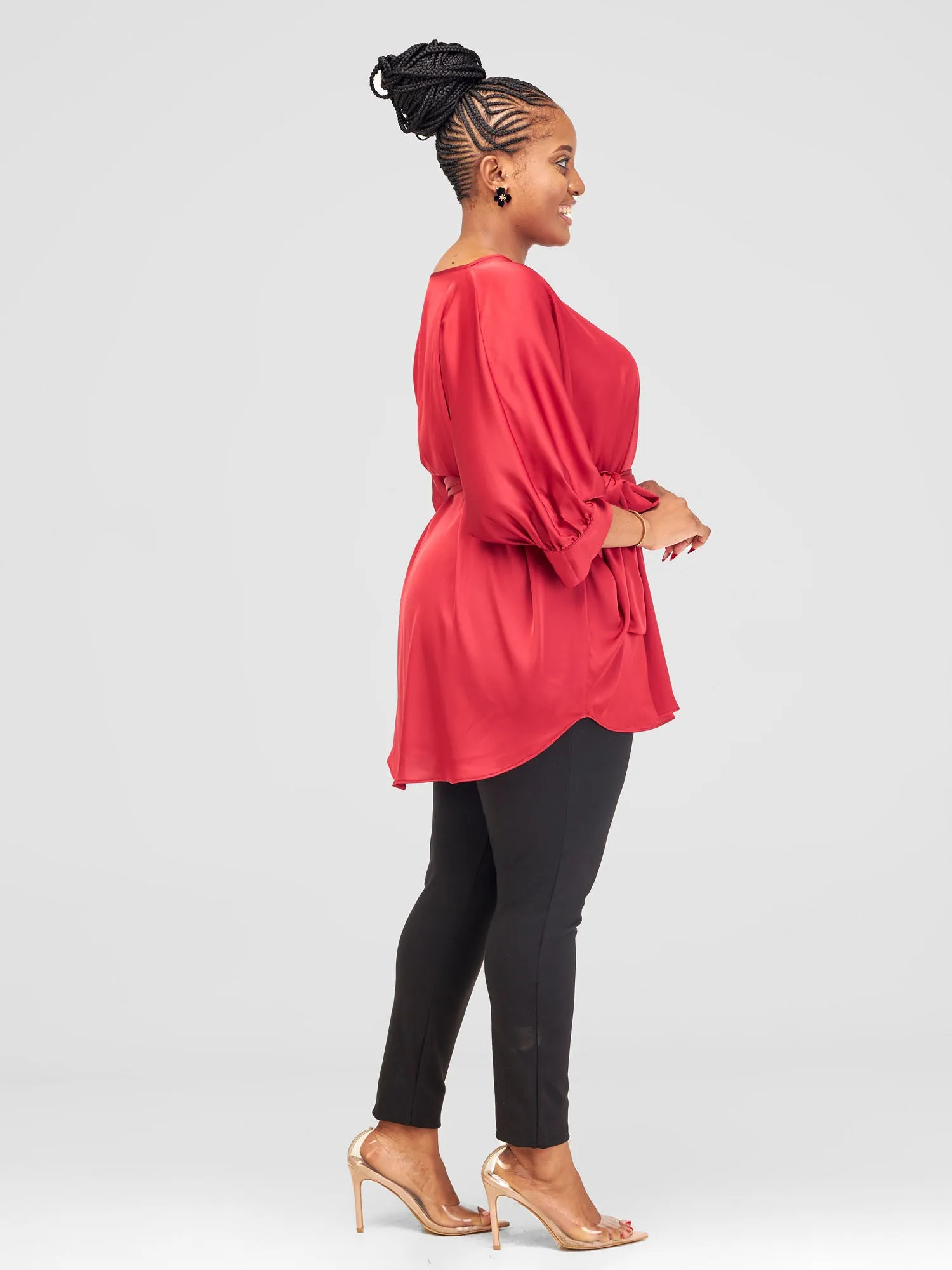 Vivo Fara Dolman Cuff Top - Red