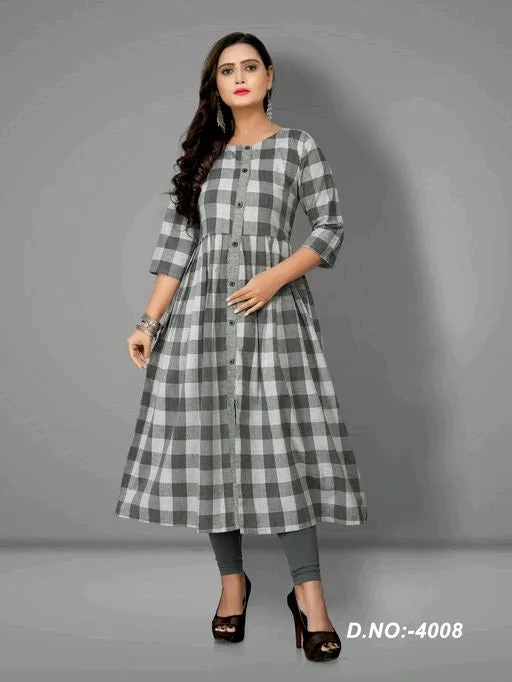 Women's Cotton Flared Stripe Kurti