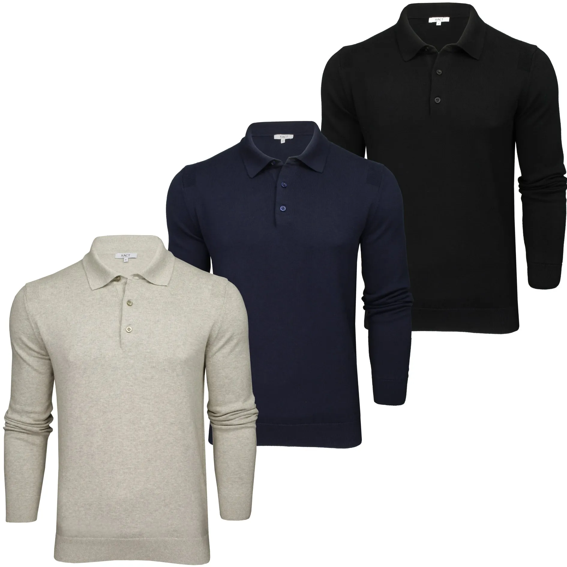 Xact Mens Knitted Long Sleeved Polo Shirt/ Jumper